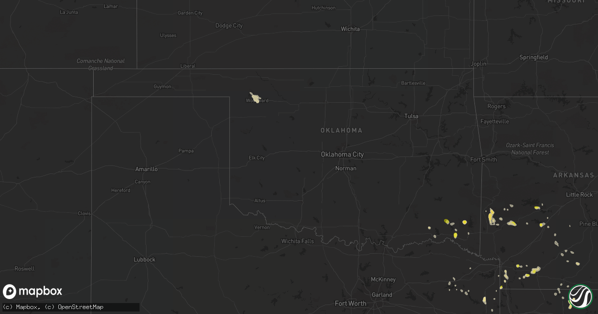Hail map in Oklahoma on July 13, 2022