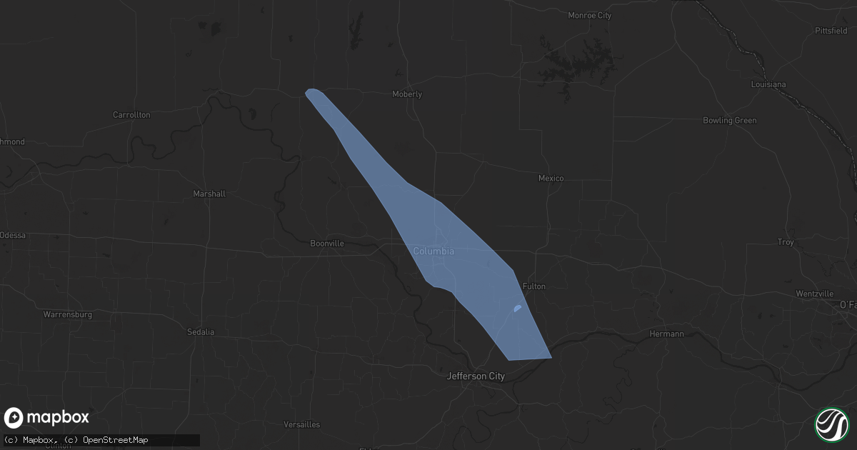 Hail map in Armstrong, MO on July 13, 2023