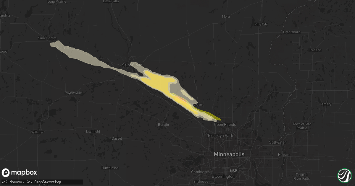 Hail map in Big Lake, MN on July 13, 2023