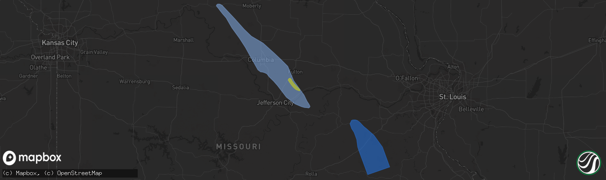 Hail map in Bourbon, MO on July 13, 2023