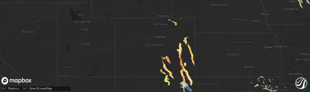 Hail map in Colorado on July 13, 2023