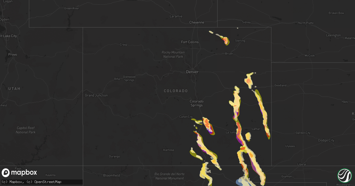 Hail map in Colorado on July 13, 2023