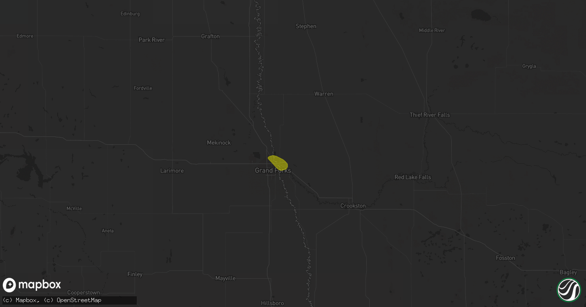 Hail map in East Grand Forks, MN on July 13, 2023