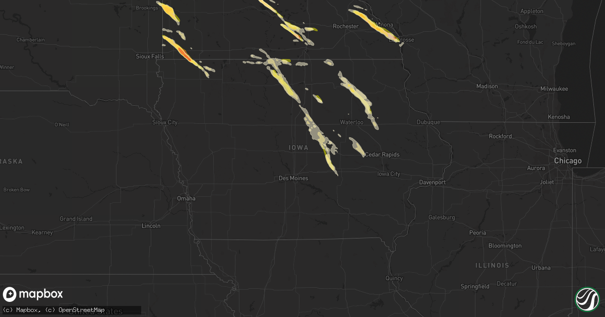 Hail map in Iowa on July 13, 2023