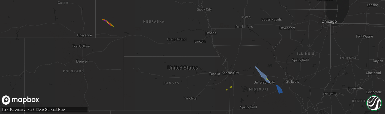 Hail map in Kansas on July 13, 2023