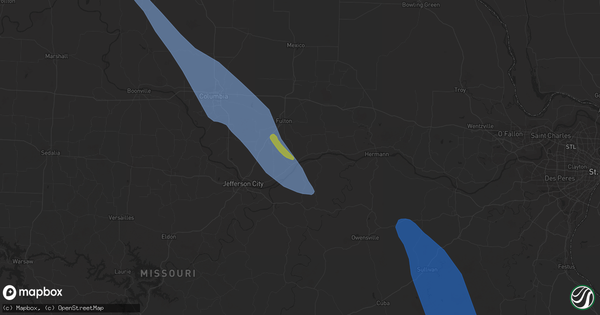 Hail map in Leslie, MO on July 13, 2023