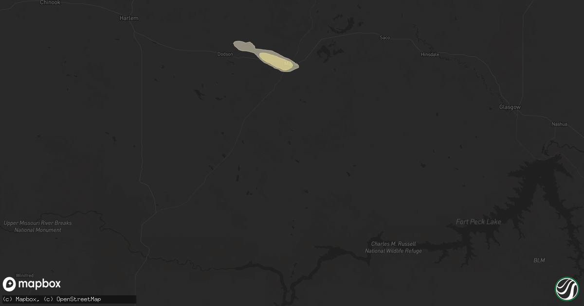 Hail map in Malta, MT on July 13, 2023