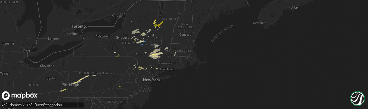 Hail map in Massachusetts on July 13, 2023