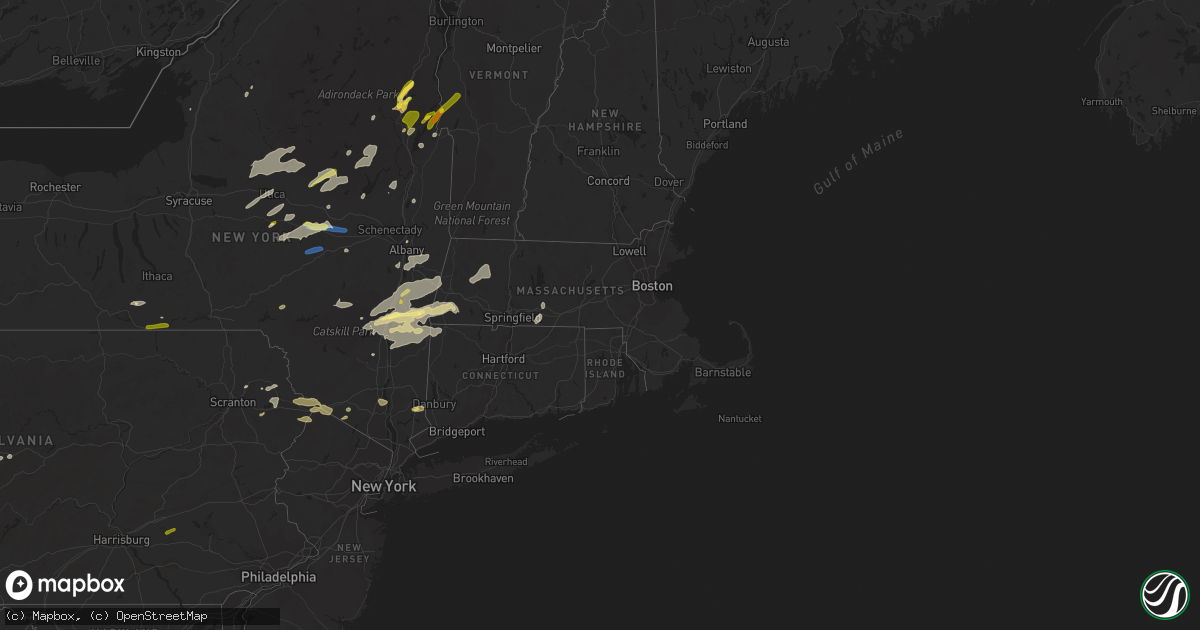 Hail map in Massachusetts on July 13, 2023