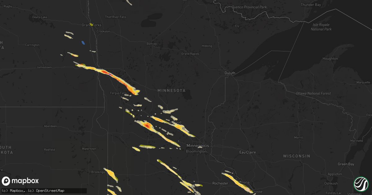 Hail map in Minnesota on July 13, 2023