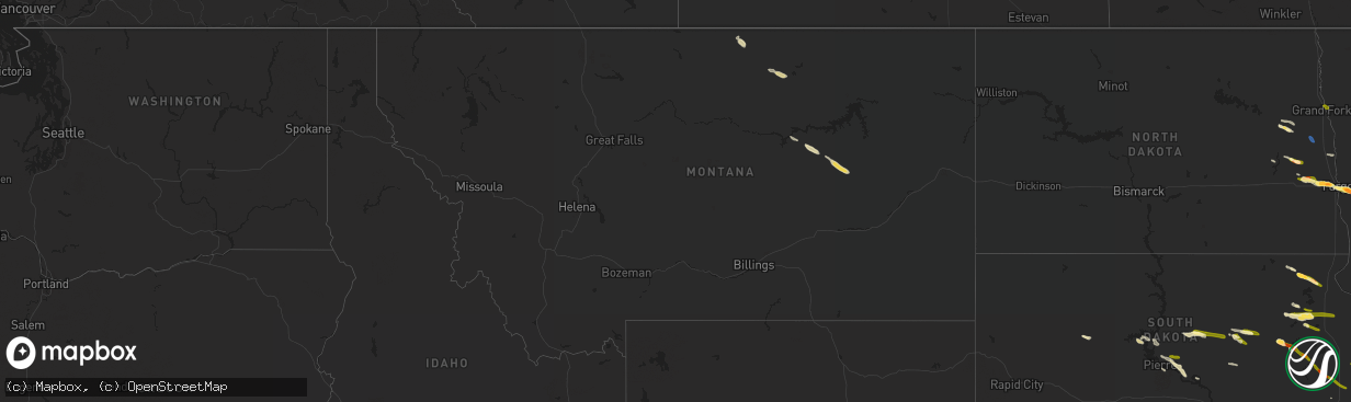 Hail map in Montana on July 13, 2023