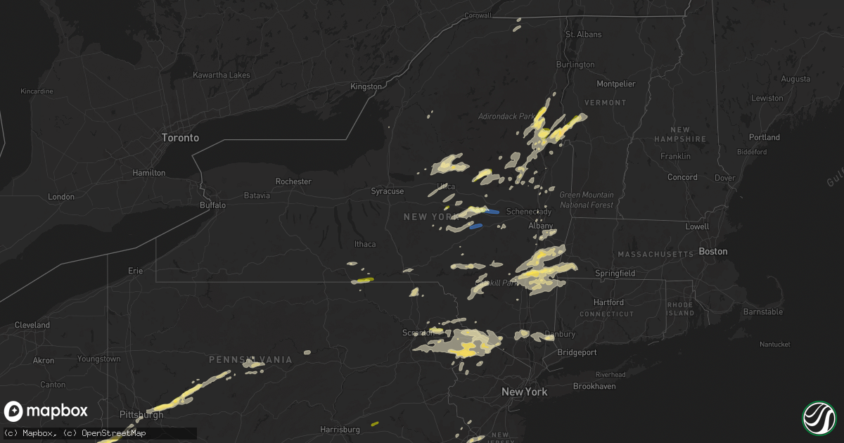 Hail map in New York on July 13, 2023