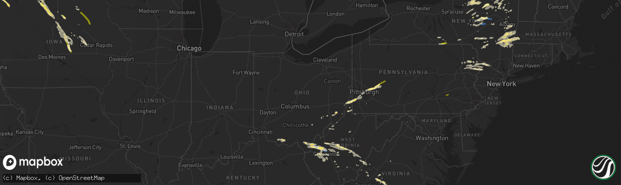 Hail map in Ohio on July 13, 2023