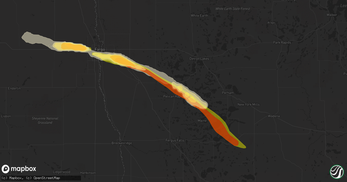 Hail map in Pelican Rapids, MN on July 13, 2023