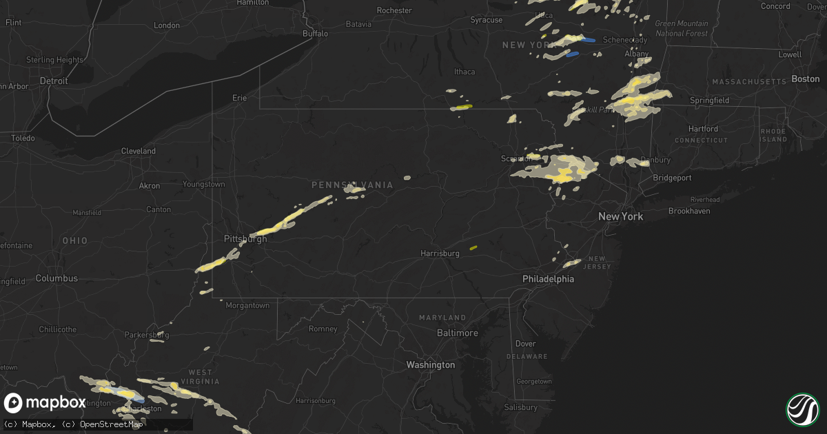 Hail map in Pennsylvania on July 13, 2023