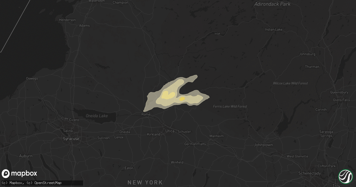 Hail map in Remsen, NY on July 13, 2023