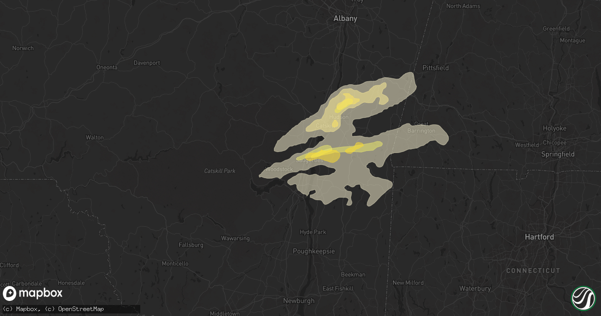 Hail map in Saugerties, NY on July 13, 2023