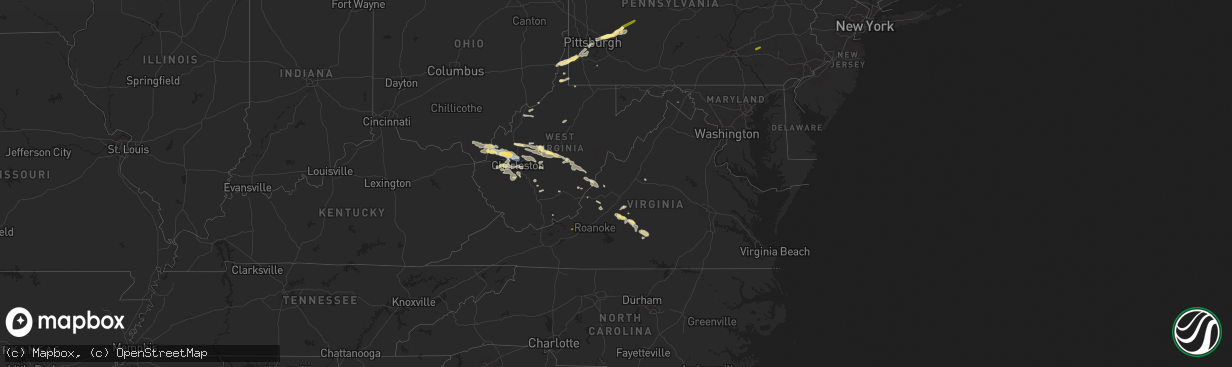 Hail map in Virginia on July 13, 2023