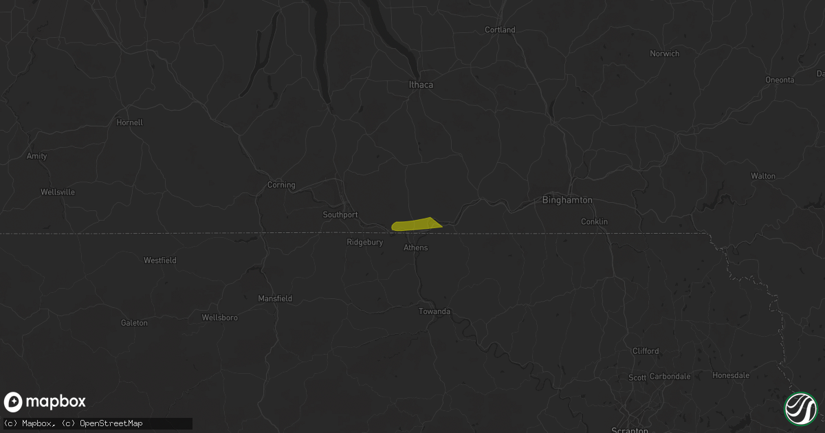 Hail map in Waverly, NY on July 13, 2023