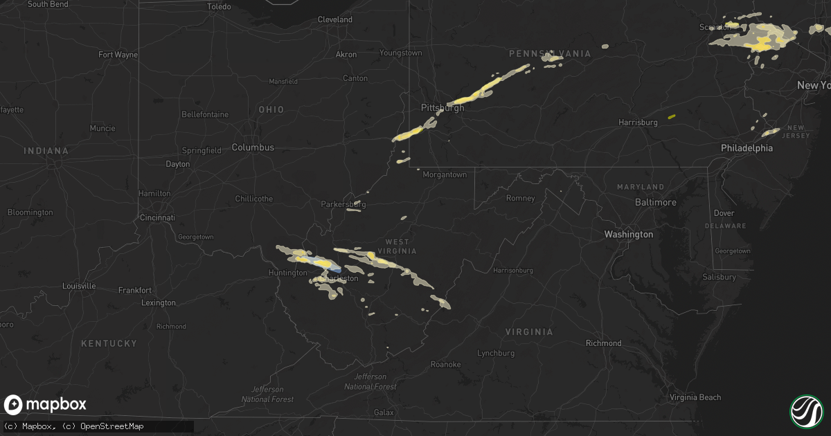 Hail map in West Virginia on July 13, 2023