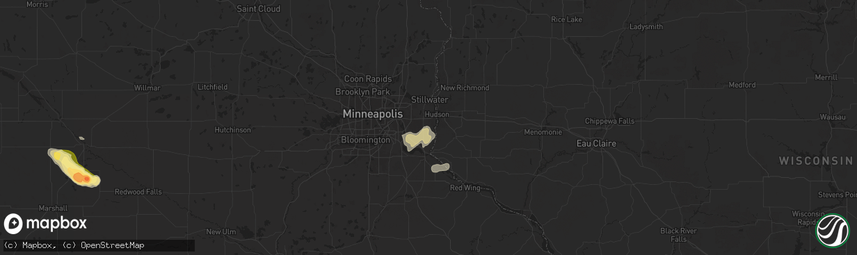 Hail map in Afton, MN on July 13, 2024