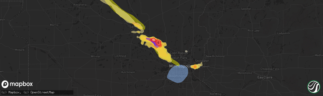 Hail map in Albertville, MN on July 13, 2024