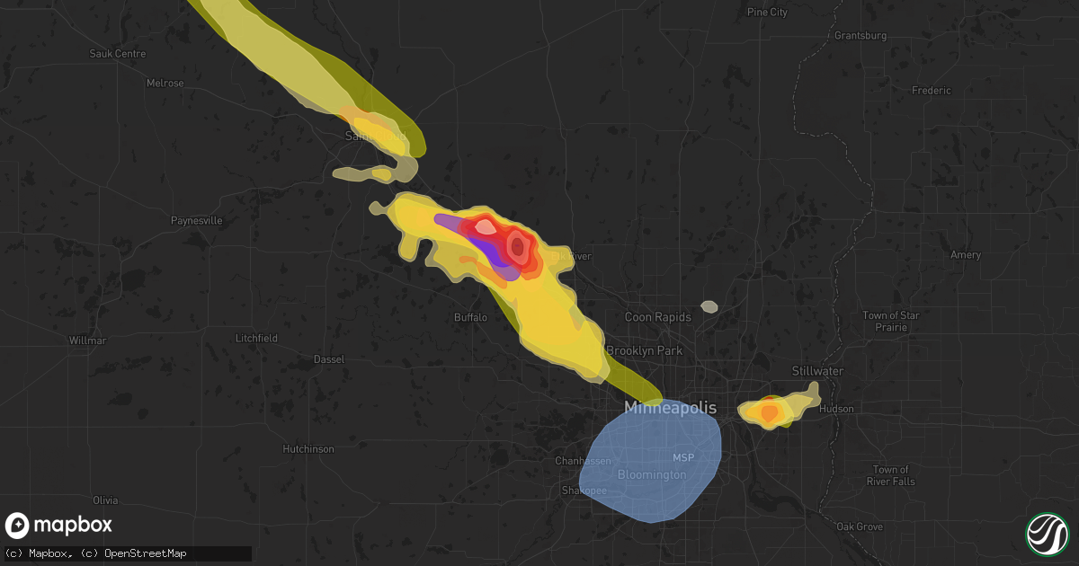 Hail map in Albertville, MN on July 13, 2024