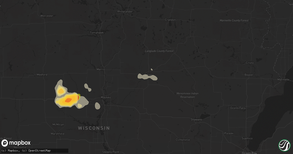 Hail map in Antigo, WI on July 13, 2024