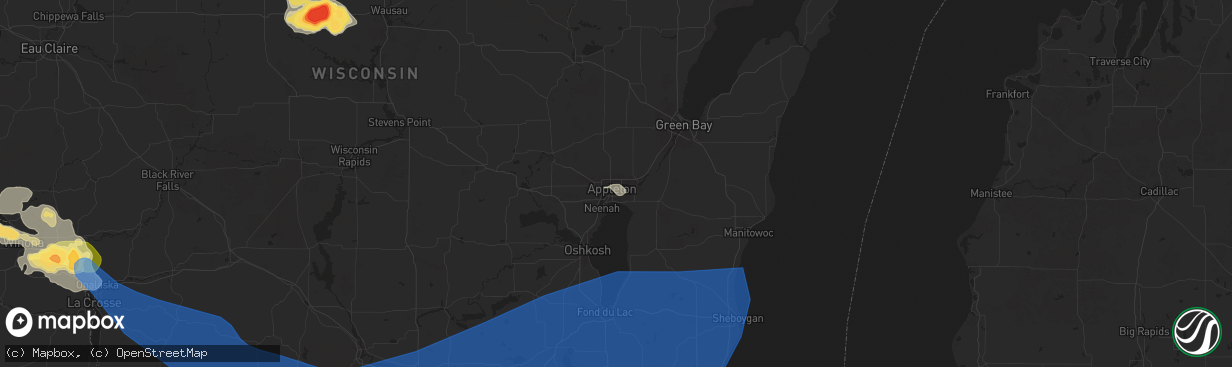 Hail map in Appleton, WI on July 13, 2024