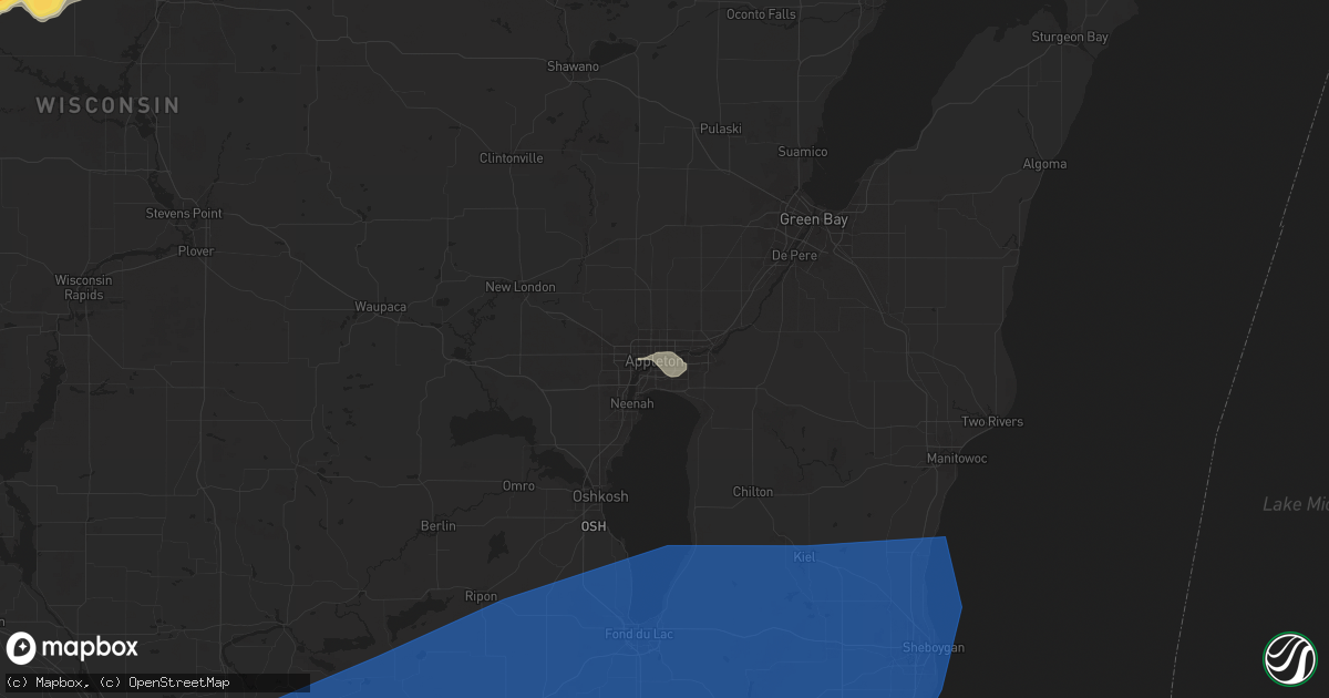 Hail map in Appleton, WI on July 13, 2024