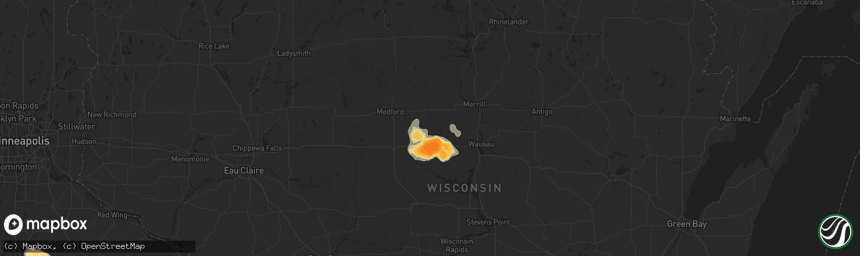 Hail map in Athens, WI on July 13, 2024