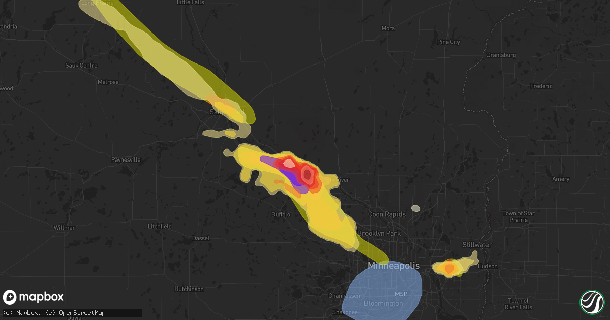 Hail map in Big Lake, MN on July 13, 2024