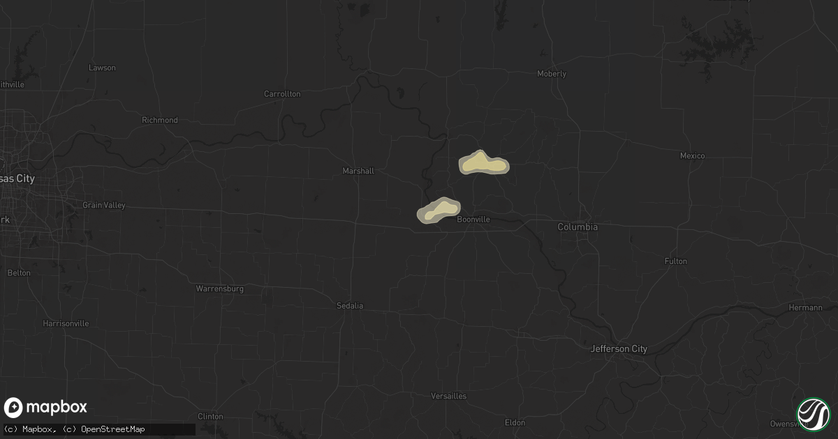 Hail map in Blackwater, MO on July 13, 2024