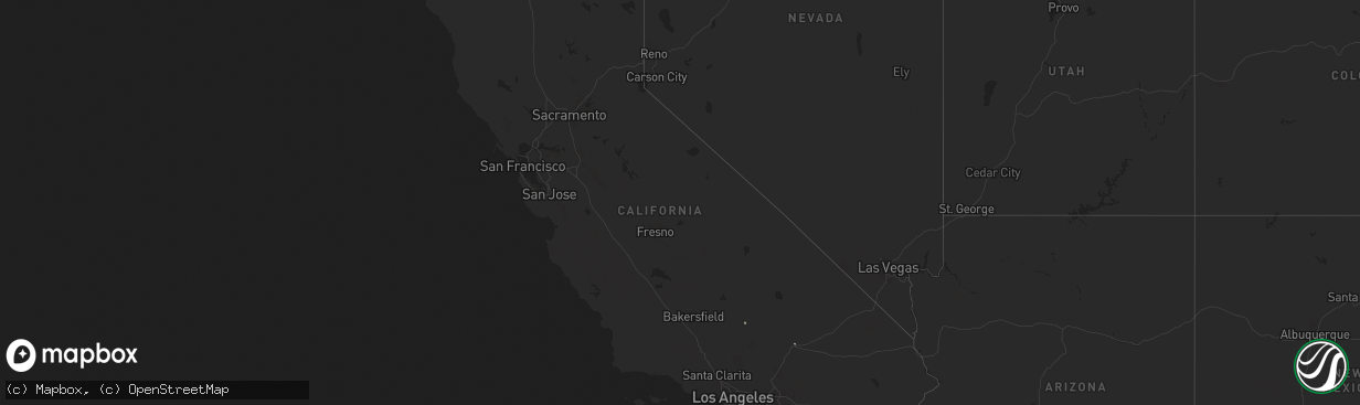 Hail map in California on July 13, 2024