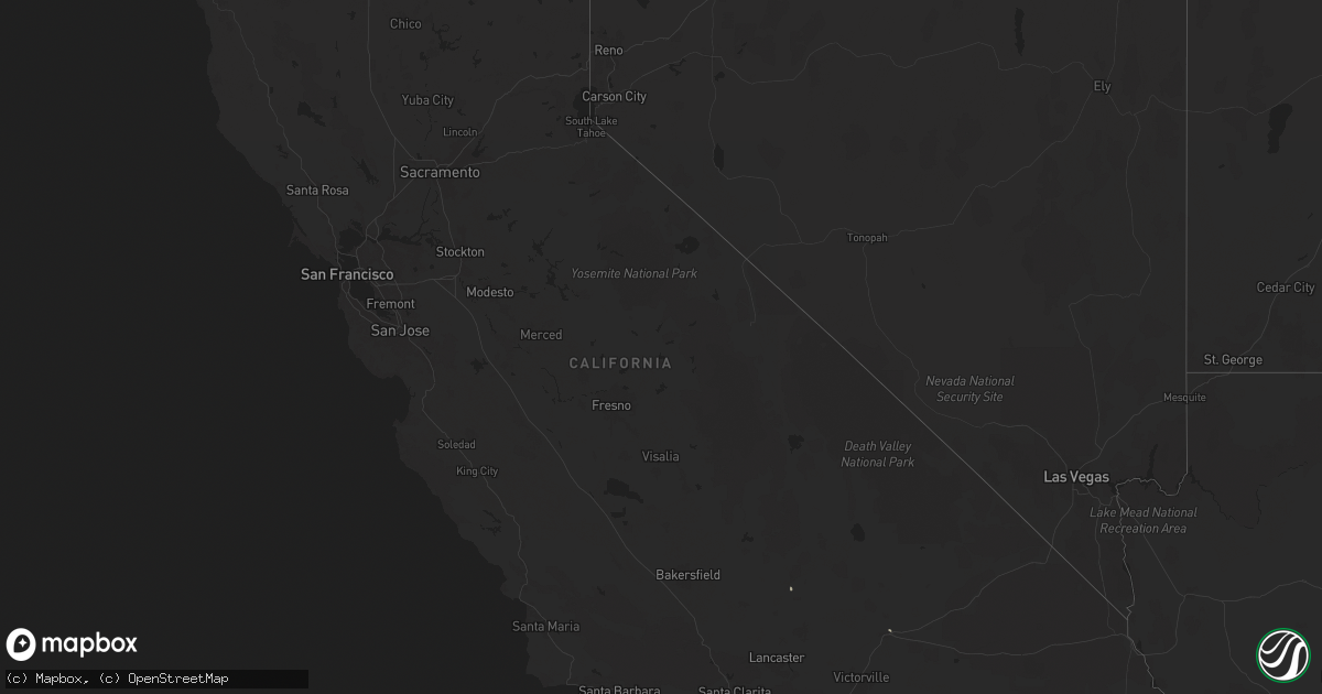 Hail map in California on July 13, 2024