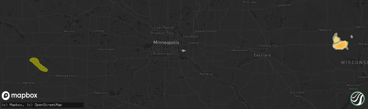 Hail map in Cottage Grove, MN on July 13, 2024