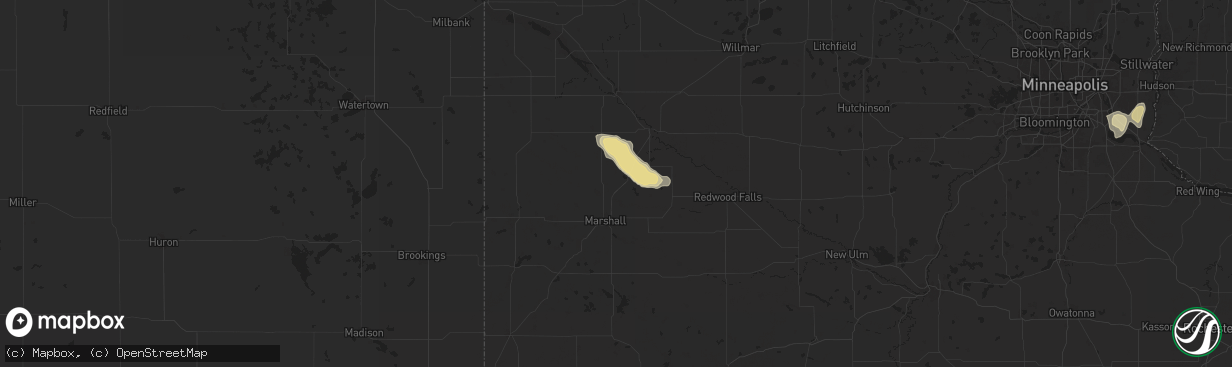 Hail map in Cottonwood, MN on July 13, 2024