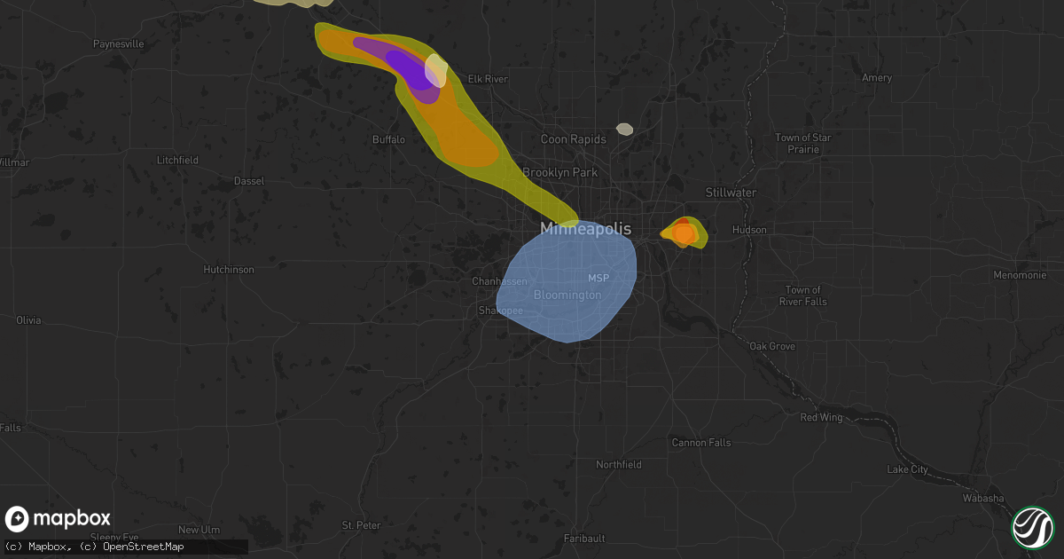 Hail map in Eden Prairie, MN on July 13, 2024