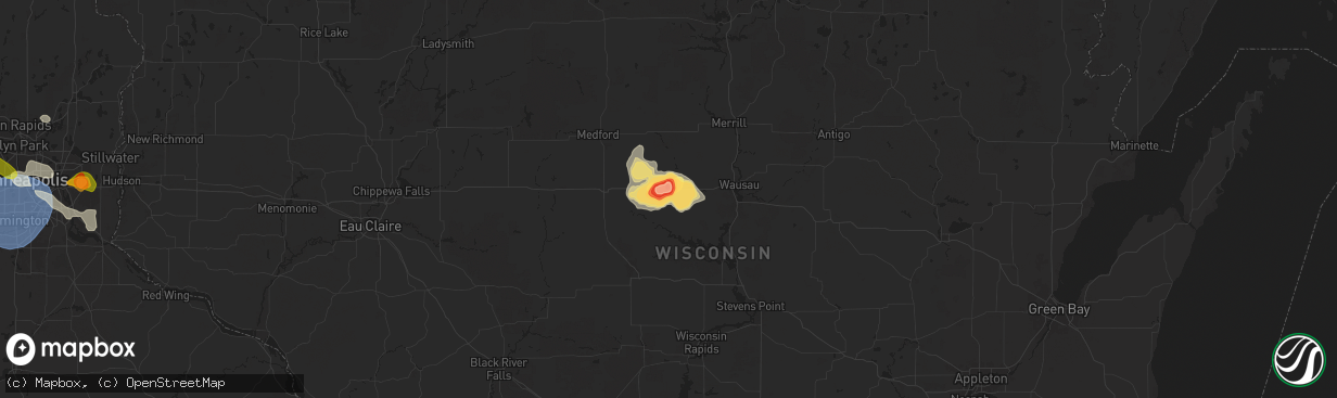 Hail map in Edgar, WI on July 13, 2024