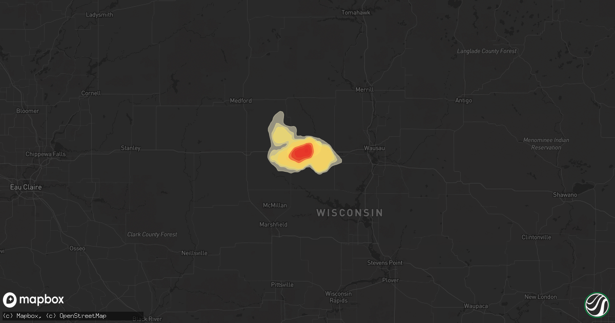 Hail map in Edgar, WI on July 13, 2024