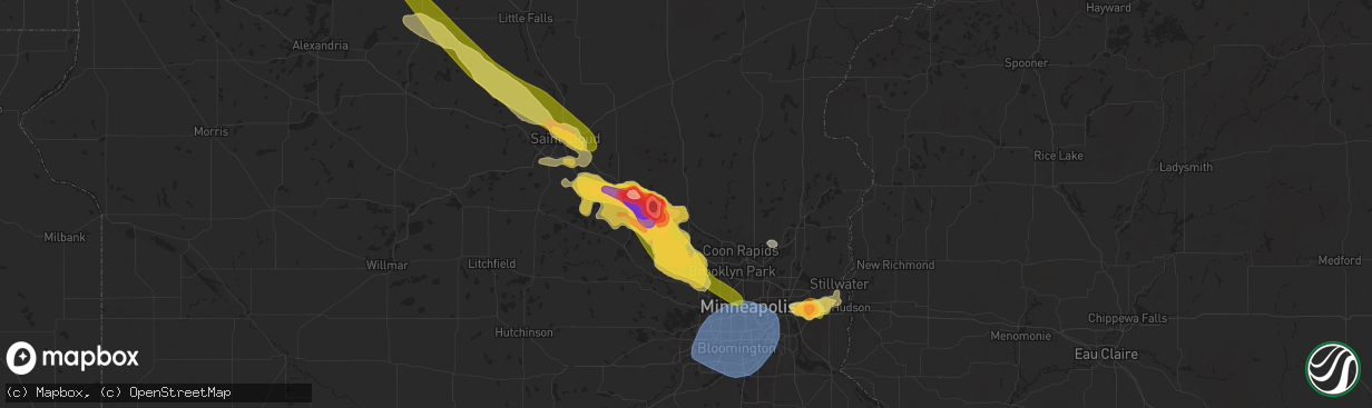 Hail map in Elk River, MN on July 13, 2024