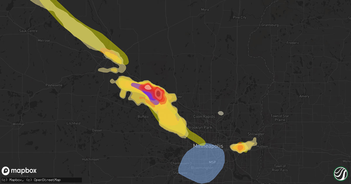 Hail map in Elk River, MN on July 13, 2024