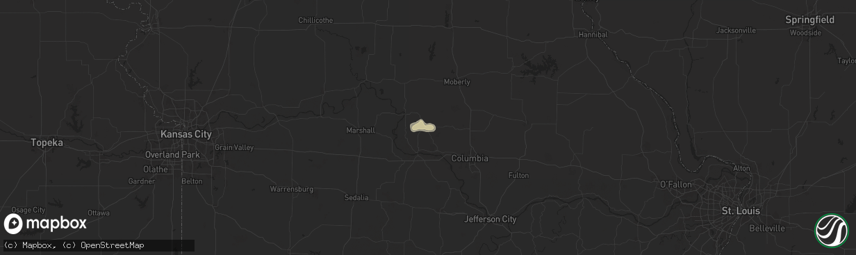 Hail map in Fayette, MO on July 13, 2024