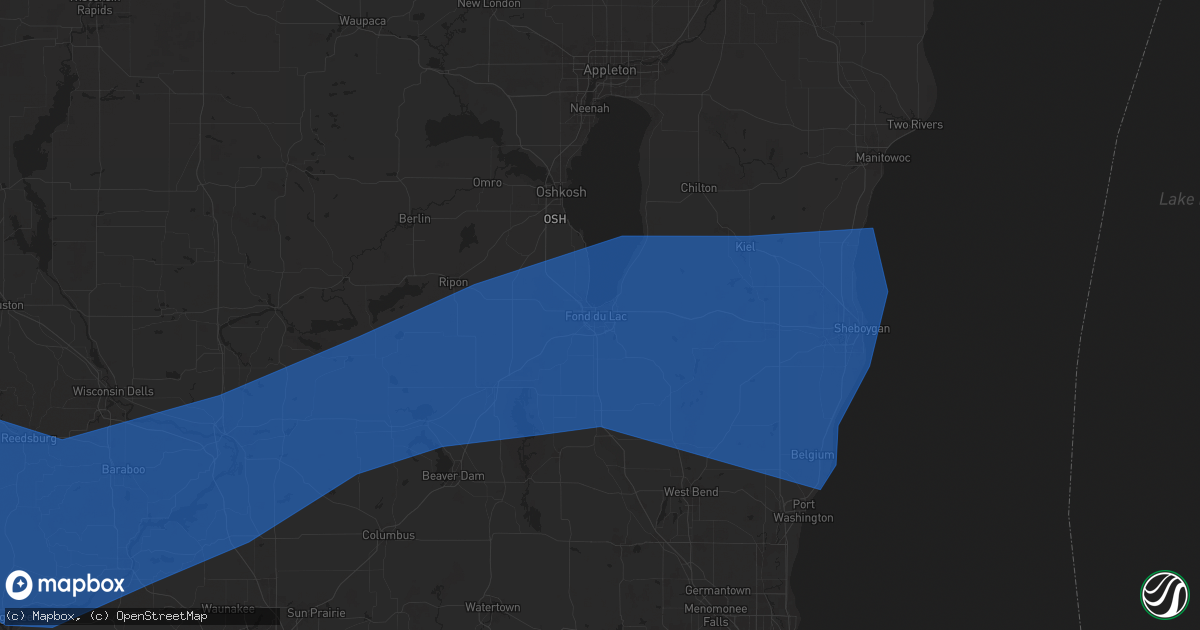 Hail map in Fond Du Lac, WI on July 13, 2024