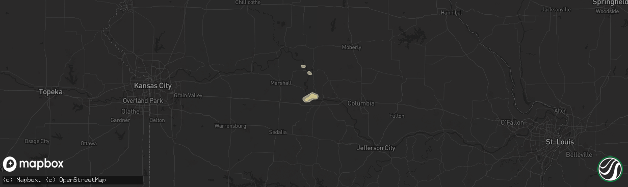 Hail map in Franklin, MO on July 13, 2024