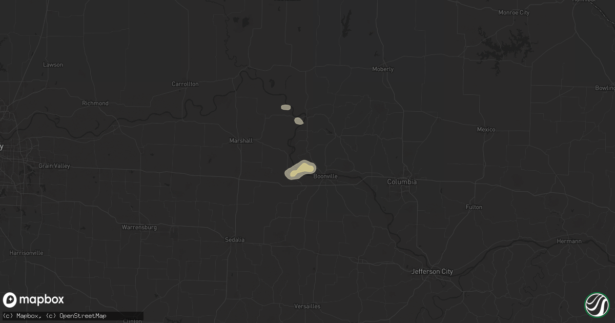 Hail map in Franklin, MO on July 13, 2024
