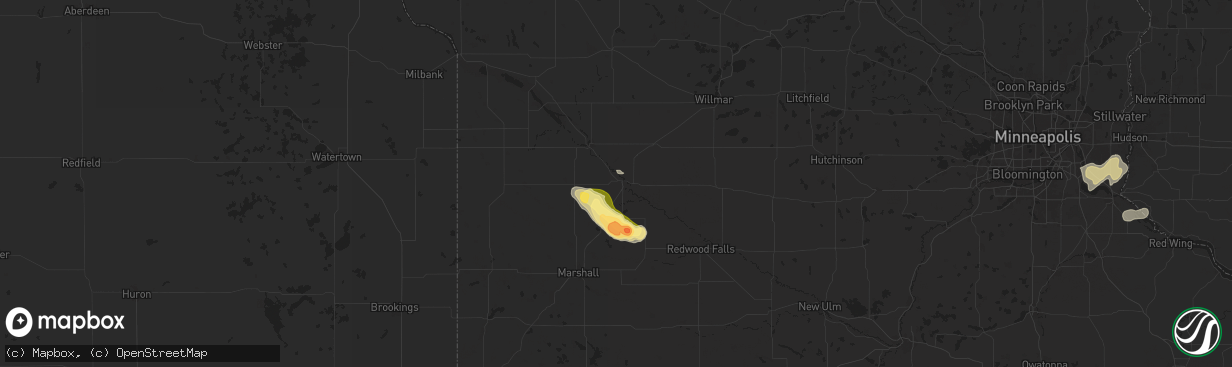 Hail map in Granite Falls, MN on July 13, 2024