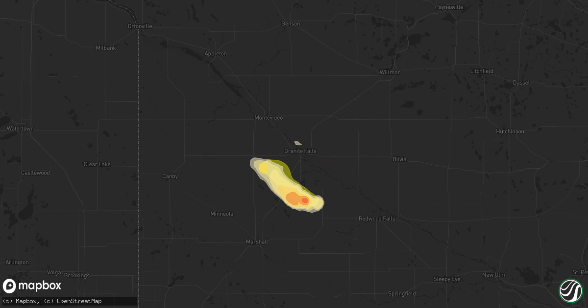 Hail map in Granite Falls, MN on July 13, 2024