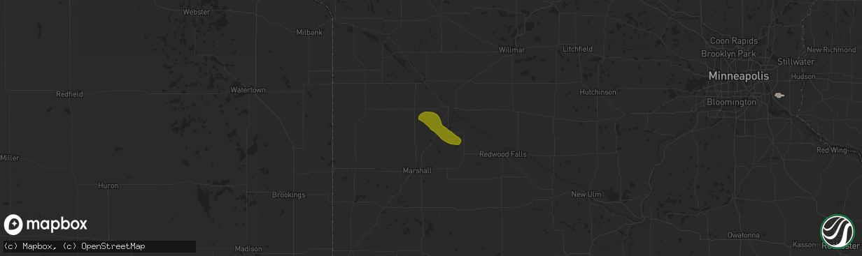 Hail map in Hanley Falls, MN on July 13, 2024