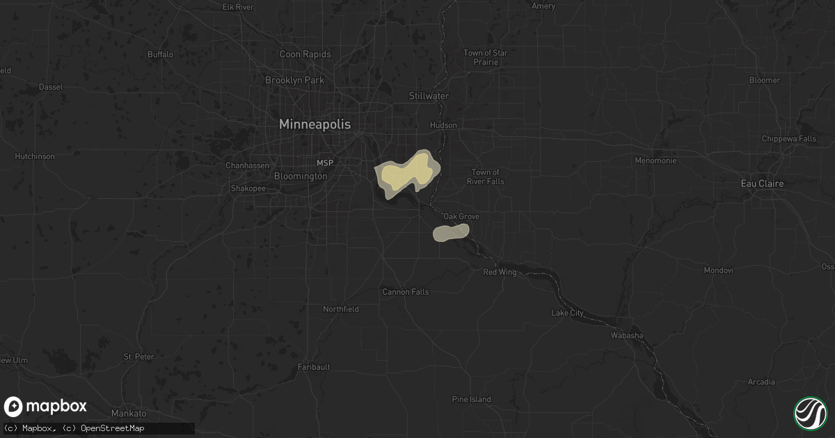 Hail map in Hastings, MN on July 13, 2024
